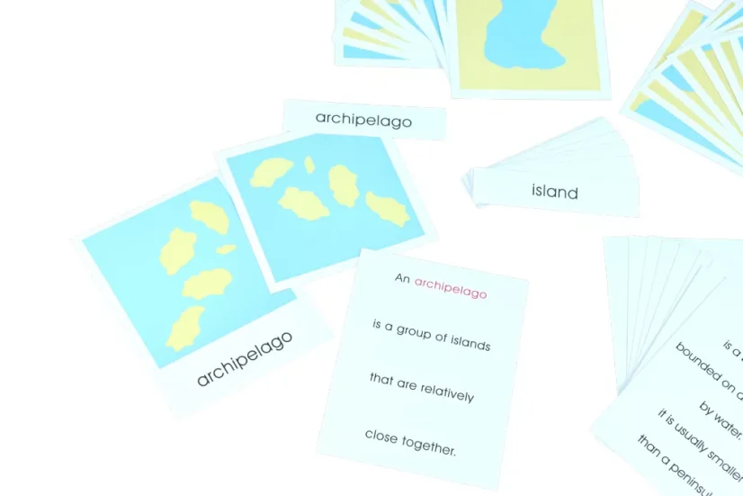 Přiřazovací karty k různým tvarům pevniny a vodních ploch