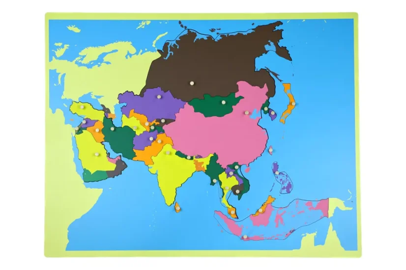 Puzzle - mapa Asie - bez rámečku