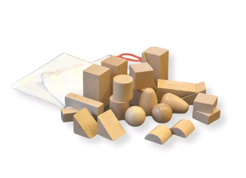 Moyo Montessori Tajemný sáček s geometrickými tvary (2 sady)