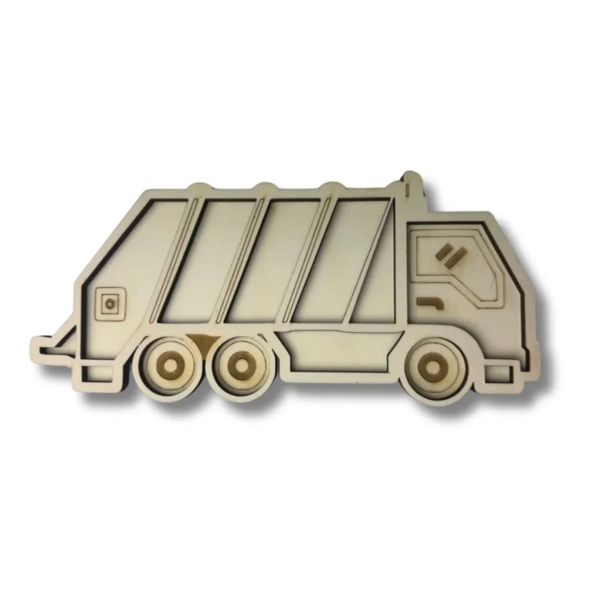 Popelářské auto - dřevěný tác