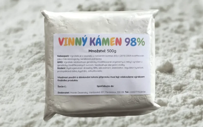 Vinný kámen 98% (hydrogenvinan draselný) - Množství: 500 g (50 modelín)