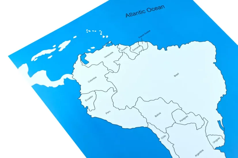 Kontrolní mapa - Jižní Amerika Nová - s popisky