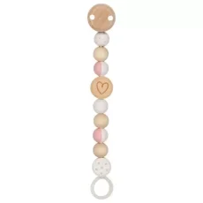 Goki Šňůrka na dudlík - korálky se srdcem, růžová