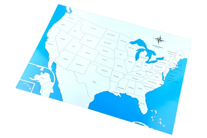 Kontrolní mapa - USA Nová - s popisky