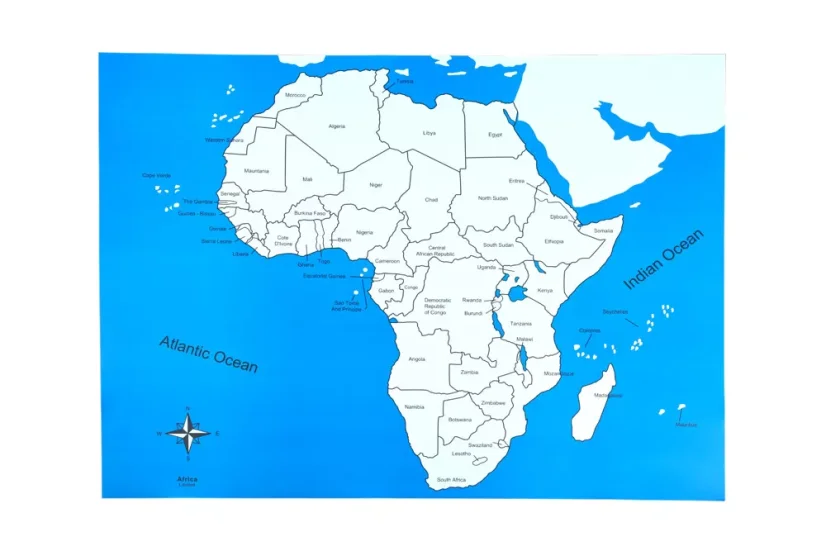 Kontrolní mapa - Afrika Nová - s popisky