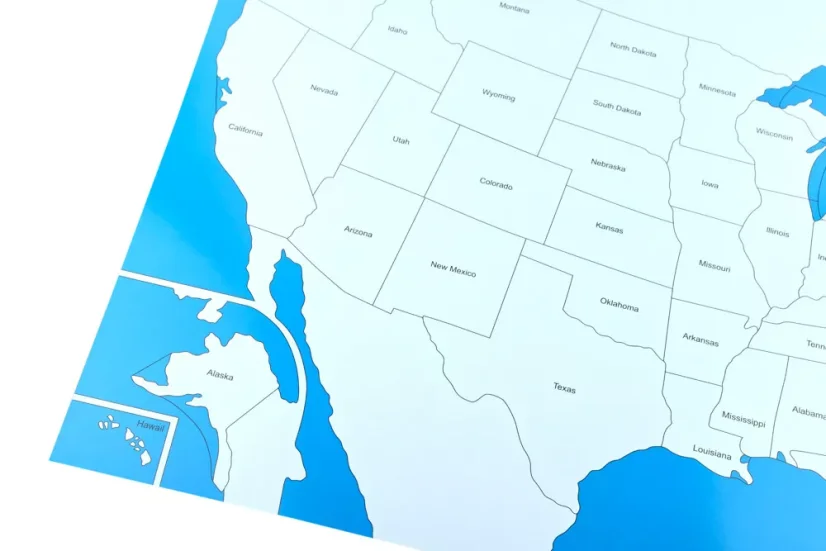 Kontrolní mapa - USA Nová - s popisky