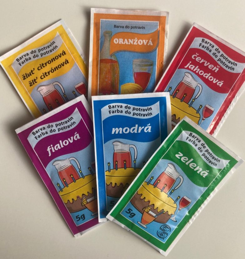 Duhová prášková potravinářská barviva, 6ks