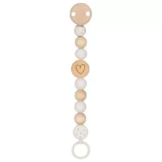 Goki Šňůrka na dudlík - korálky se srdcem, přírodní