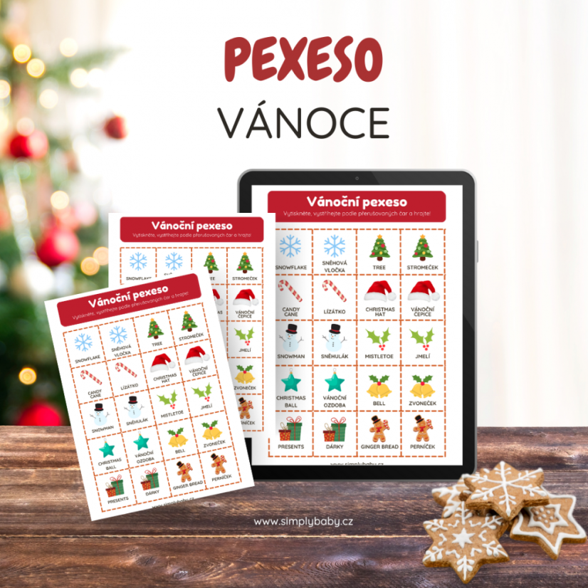 Pexeso - Vánoce - česko-anglické