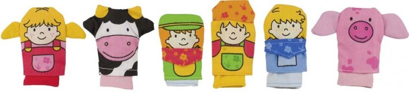 Maňásek na prst – sada na statku, 6 dílů