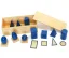 Moyo Montessori Geometrická tělesa s podstavci a krabicí