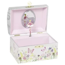 Hrací skříňka stříbrná s vílou, melodie Labutí jezero