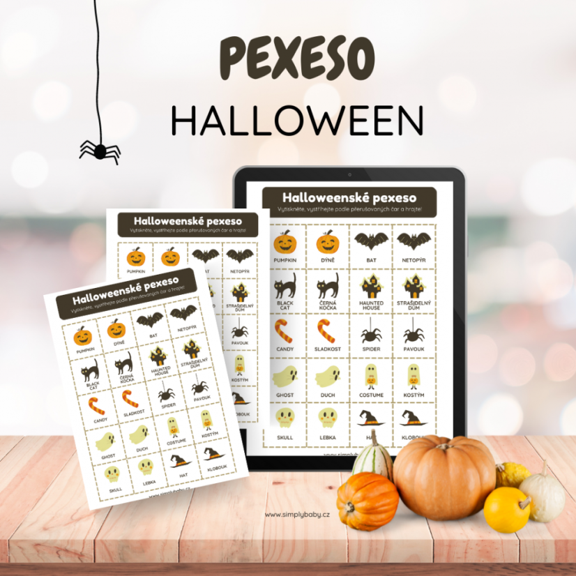Pexeso - Halloween - česko-anglické