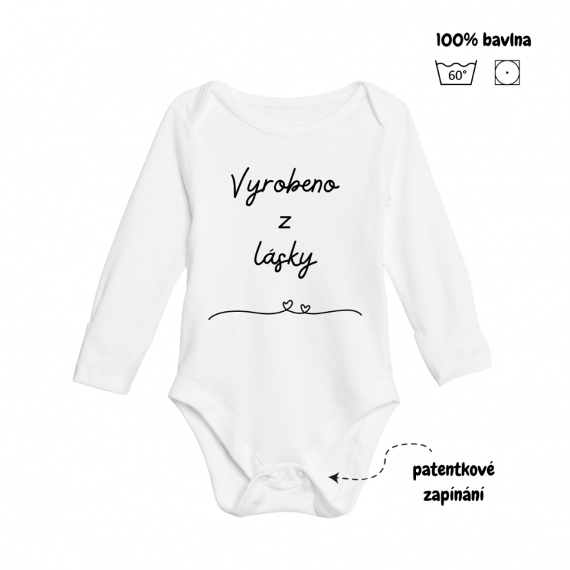Body - vyrobeno z lásky - Velikost: 3 - 6 měsíců, Varianta: Dlouhý rukáv