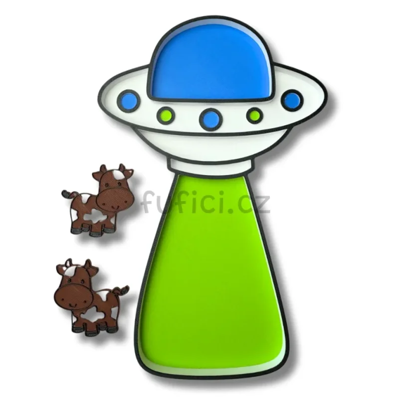 UFO - 3D tištěný tác + 2 kravičky