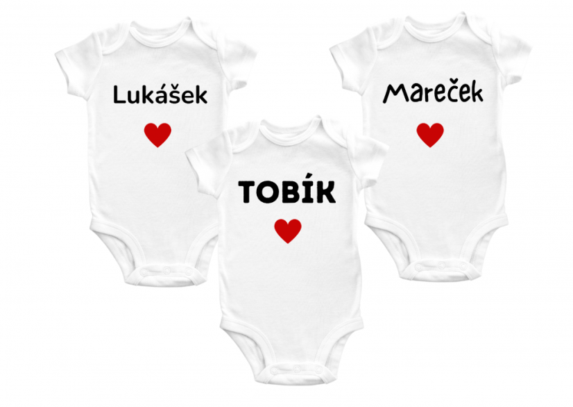 Body krátký rukáv se jménem dítěte - Velikost: 3 - 6 měsíců, Typ písma: Lukášek