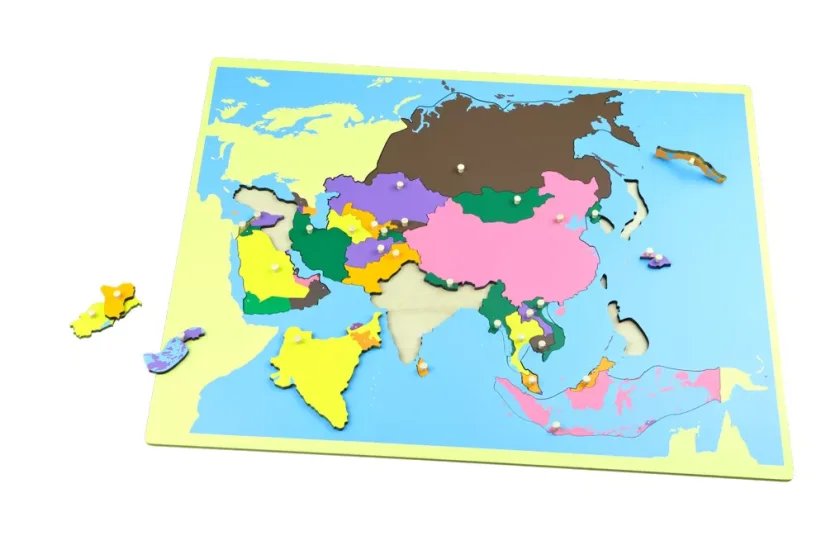 Puzzle - mapa Asie - bez rámečku